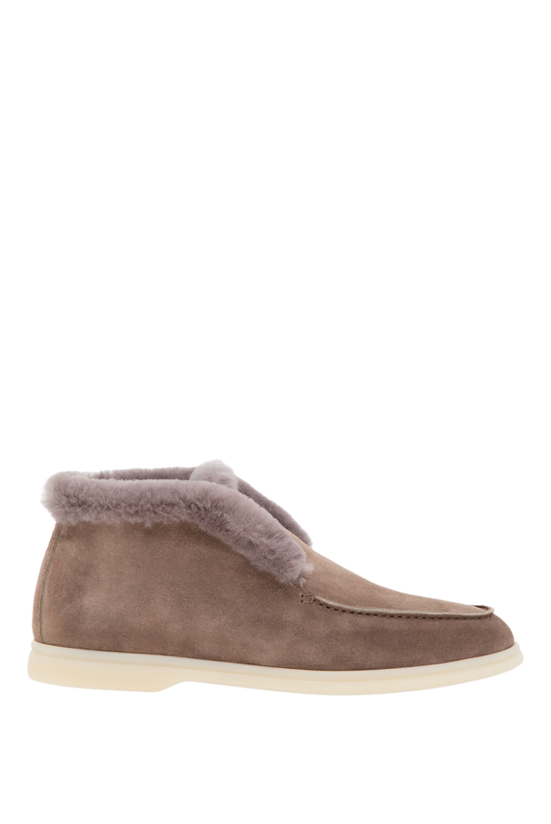 Fleur de Paris women's brown suede loafers with fur 185642 - photo 1