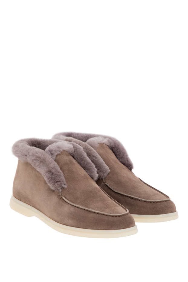 Fleur de Paris women's brown suede loafers with fur 185642 - photo 3
