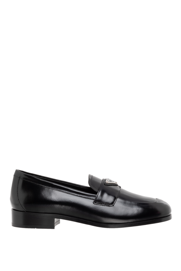 Prada women's black leather loafers with logo 185649 - photo 1