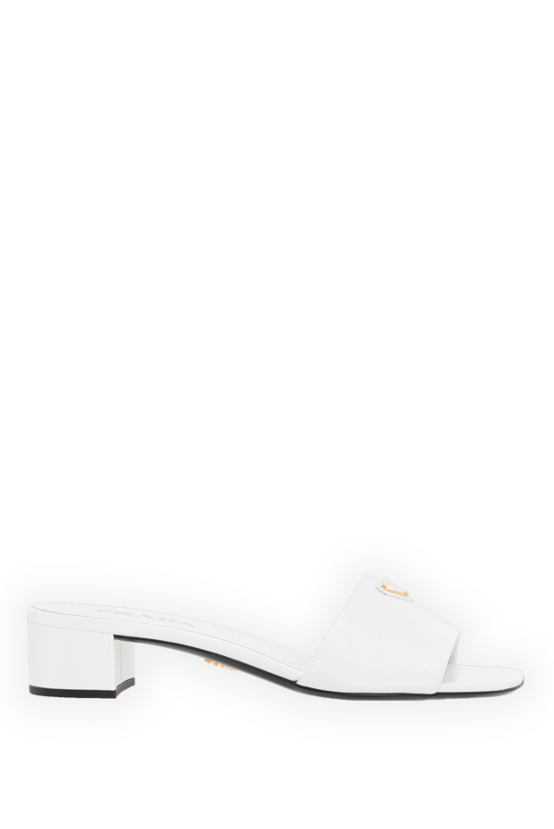 Prada women's white leather sandals with logo 185655 - photo 1