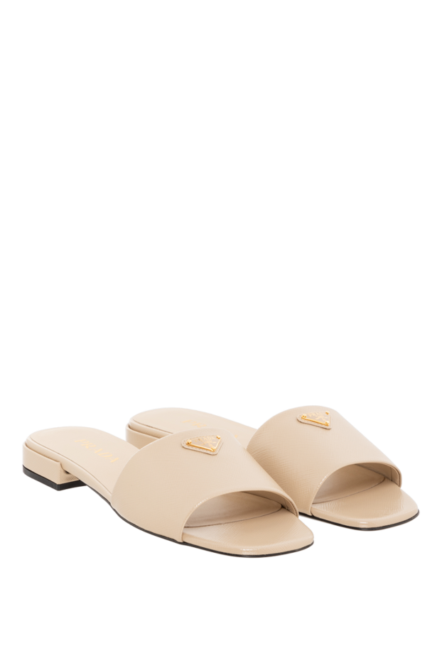 Prada beige women's leather sandals with logo 185657 - photo 3