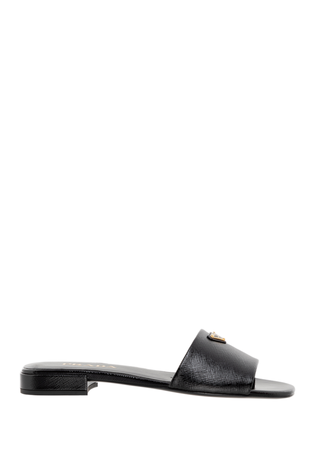Prada чорні босоніжки жіночі із тисненої шкіри 185658 - фото 1