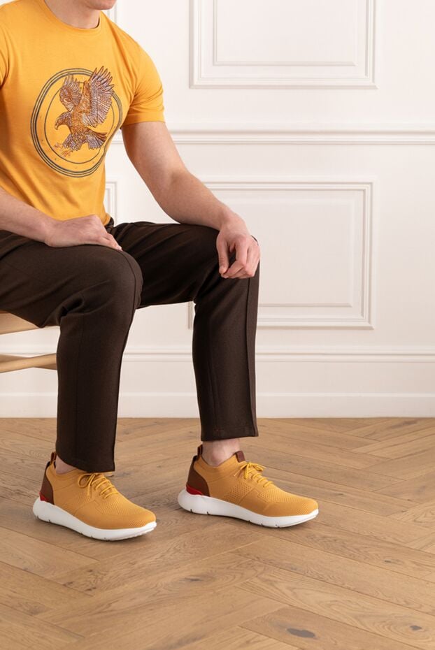 Isaia men's yellow cotton sneakers 185661 - photo 2