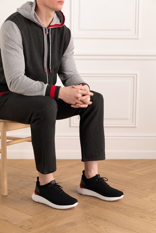 Isaia men's black cotton sneakers 185663 - photo 2