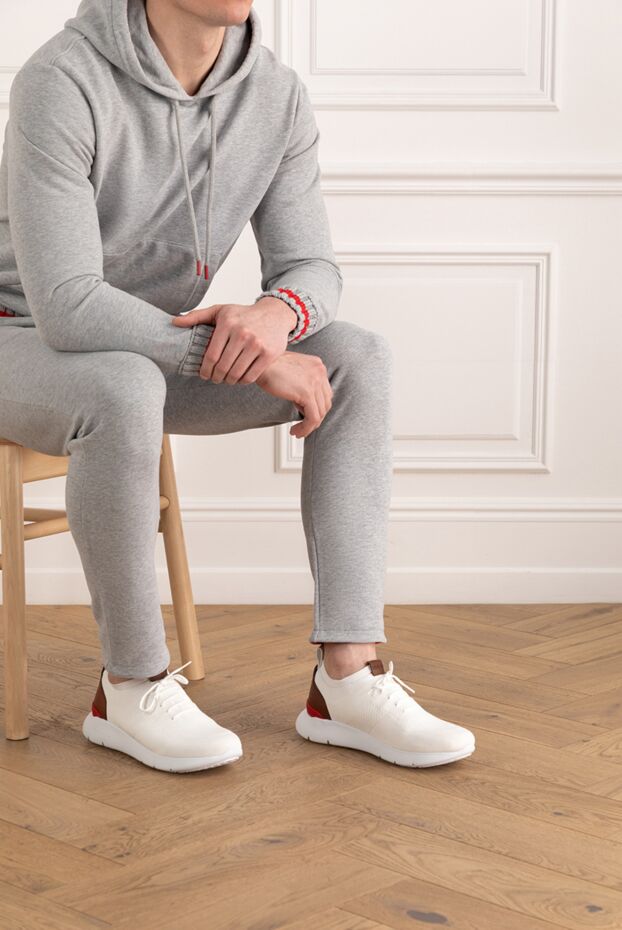 Isaia men's white cotton sneakers 185664 - photo 3
