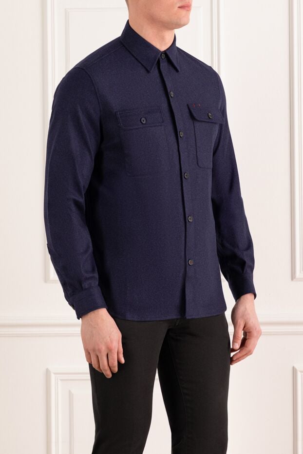 Isaia men's blue wool and cashmere jacket-shirt 185673 - photo 3