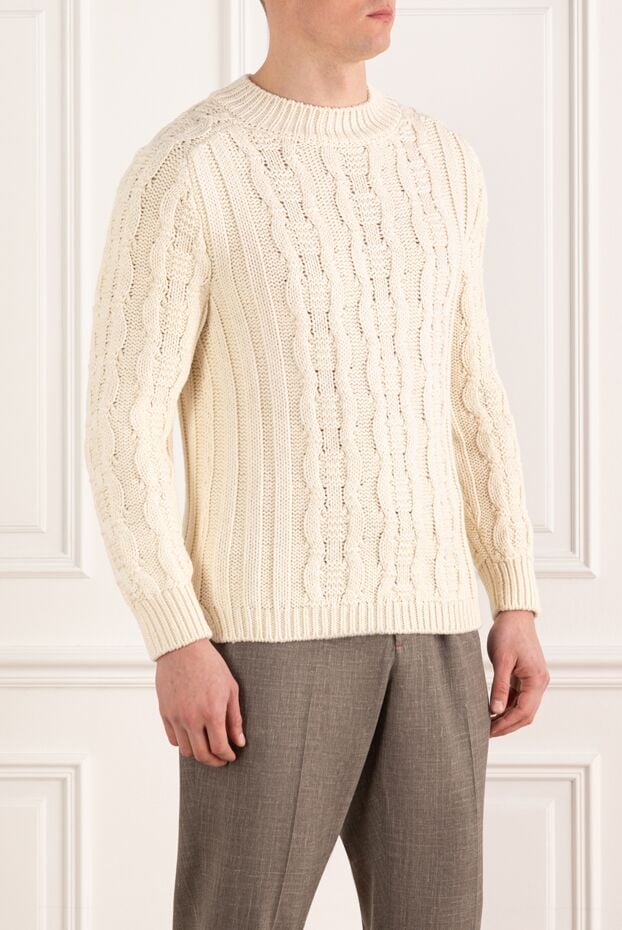 Isaia knitted white men's sweater made of silk and cashmere 185677 - photo 3