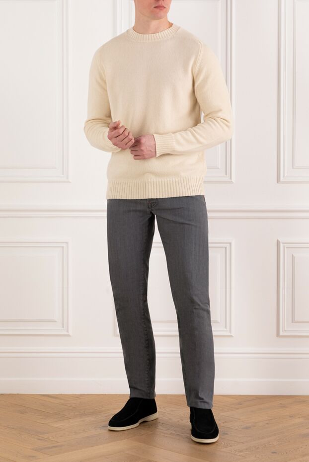 Isaia men's knitted cashmere jumper white 185678 - photo 2