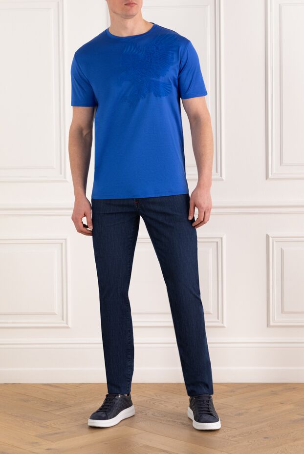 Kiton deep blue, heavyweight cotton jeans with colorful accents 185691 - photo 2