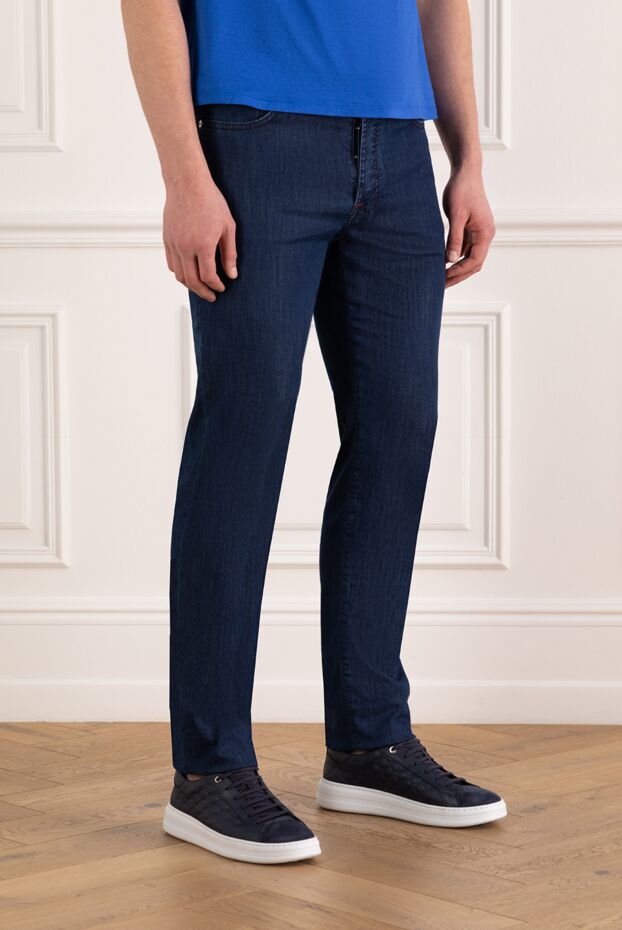 Kiton deep blue, heavyweight cotton jeans with colorful accents 185691 - photo 3