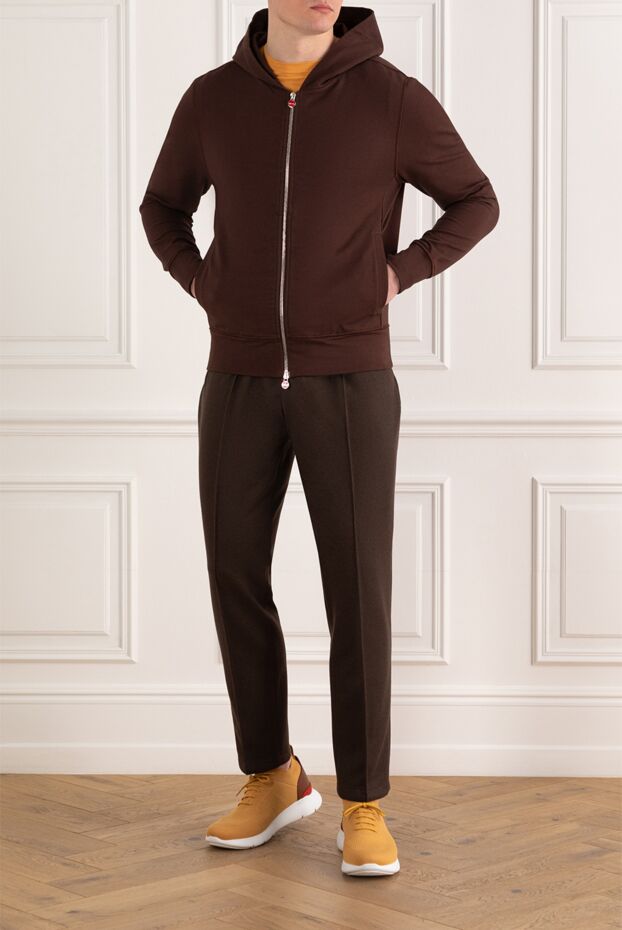 Kiton кофта спортивна чоловіча коричнева з капюшоном 185707 - фото 2