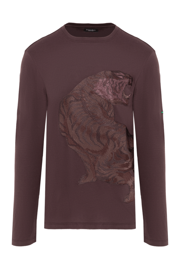 Stefano Ricci burgundy men's sweatshirt made of cotton and modal with a tiger figure 185773 - photo 1