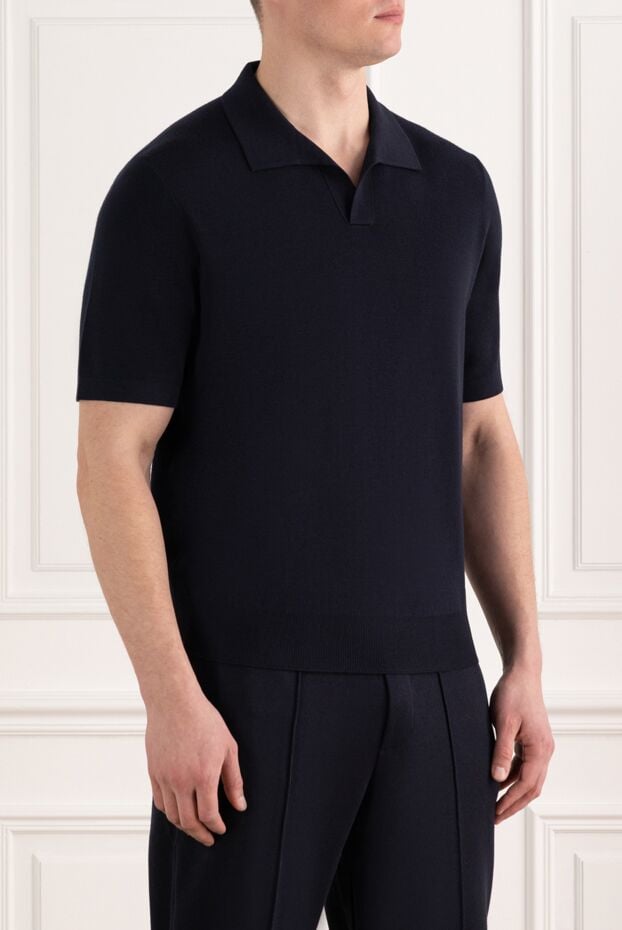 Loro Piana empire style polo shirt without buttons blue 185989 - photo 3