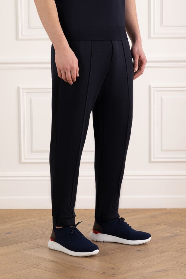 Loro Piana whitney blue men's trousers with tie 185990 - photo 3