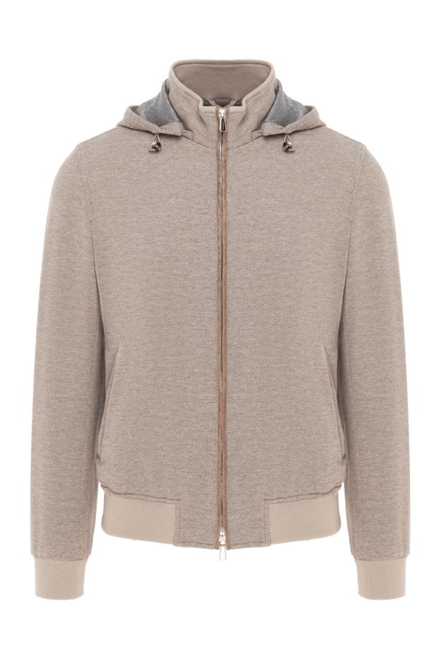 Enrico Mandelli beige men's bomber jacket with hood made of wool and cotton 186022 - photo 1