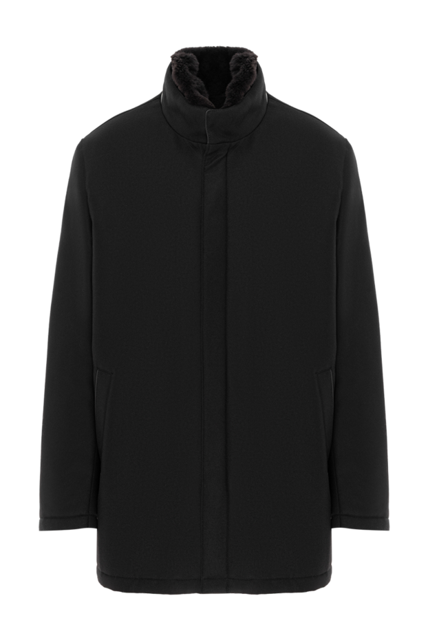 Parka with fur collar made of cashmere and wool in black - photo 1
