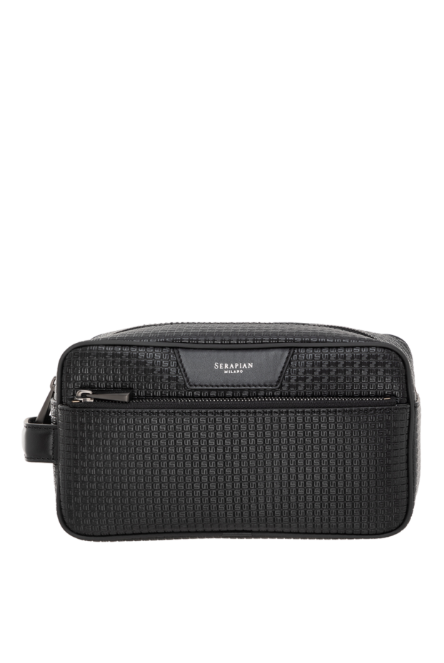Serapian men's black cosmetic bag made of genuine leather with stepan coating 186083 - photo 1