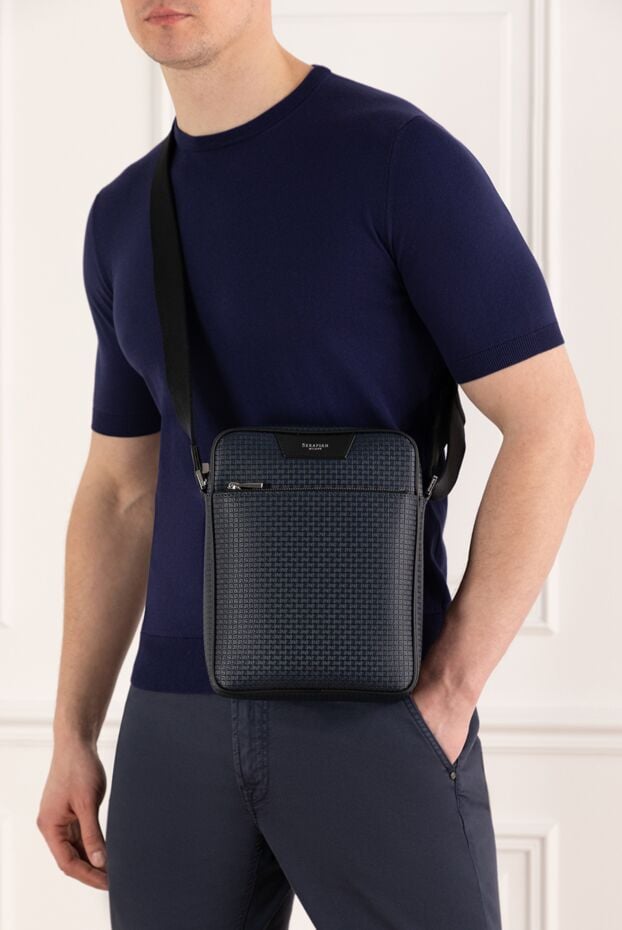 Serapian north south messenger shoulder bag blue men's 186086 - photo 2
