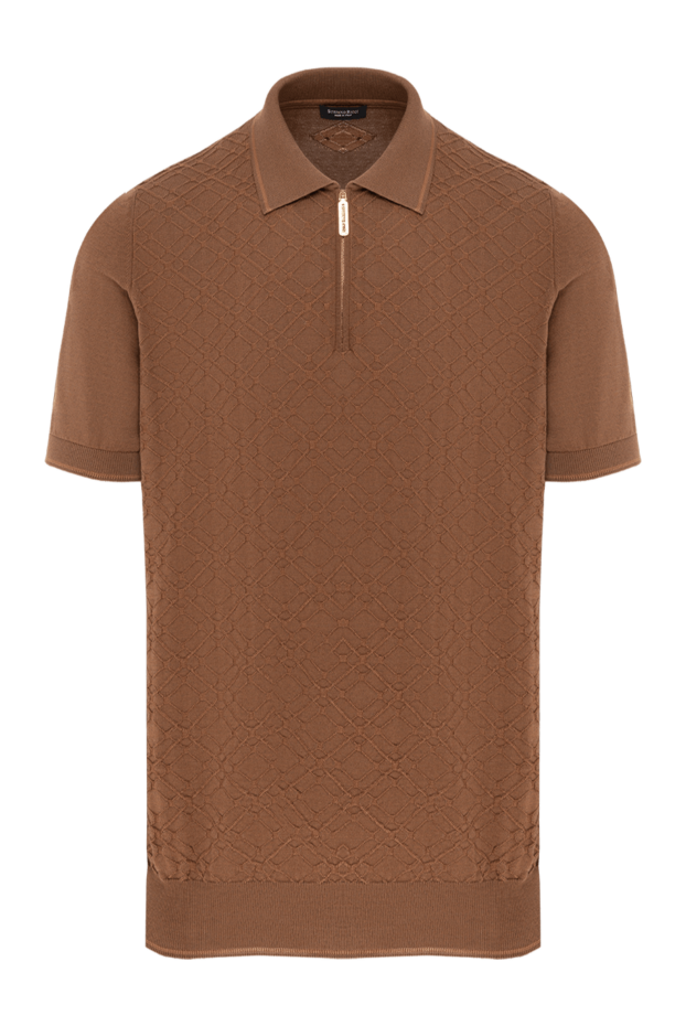 Stefano Ricci men's brown polo with zipper made of silk and cotton 186095 - photo 1