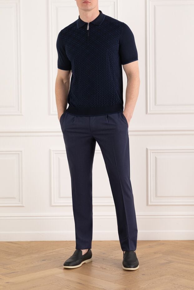 Stefano Ricci men's blue checkered zip-up polo 186098 - photo 2