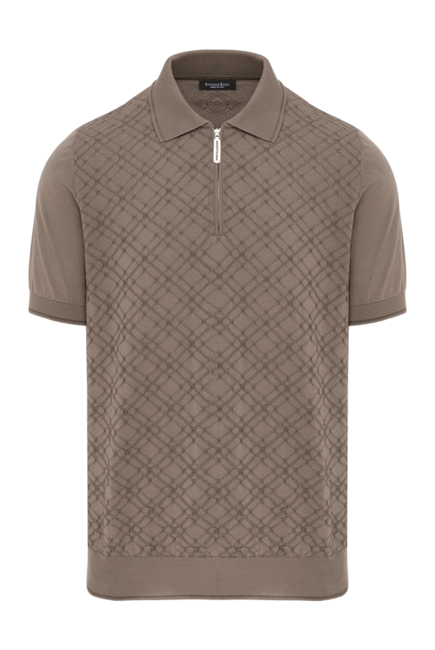 Stefano Ricci men's brown checkered polo with zipper 186100 - photo 1