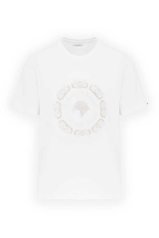 Stefano Ricci men's white cotton and modal t-shirt with logo 186130 - photo 1