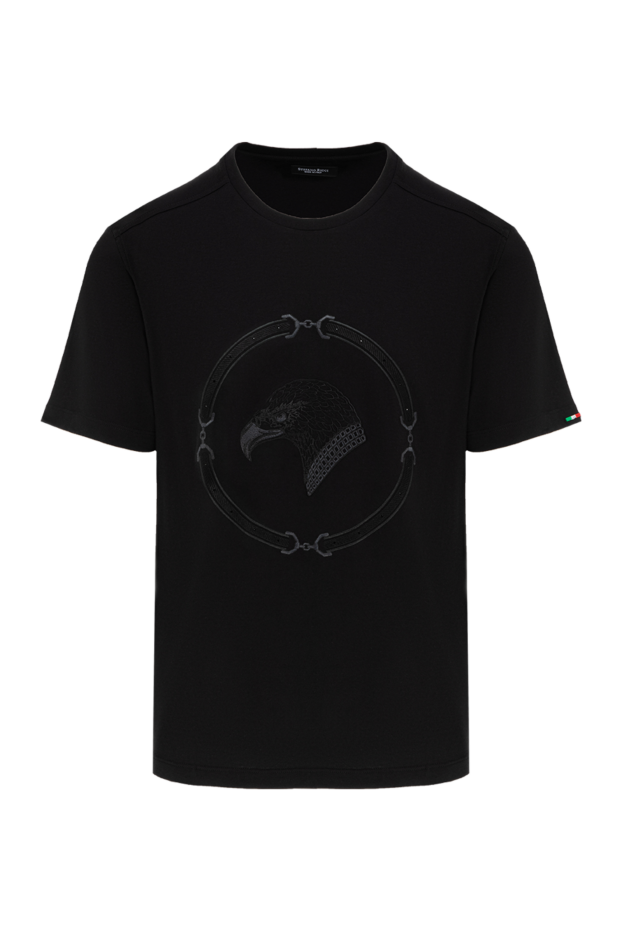 Stefano Ricci black silk t-shirt with animal embroidery in a circular frame 186131 - photo 1