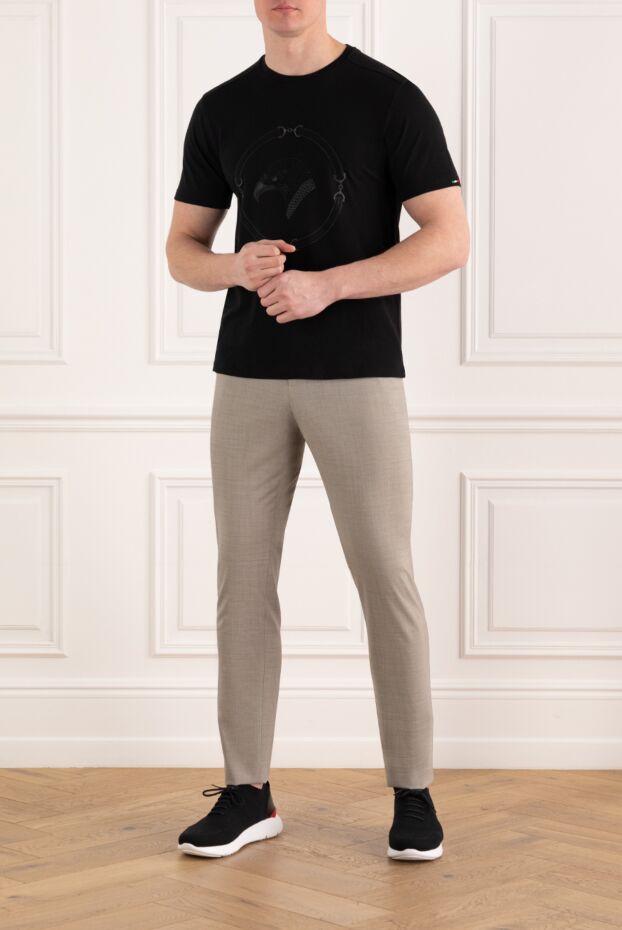 Stefano Ricci black silk t-shirt with animal embroidery in a circular frame 186131 - photo 2