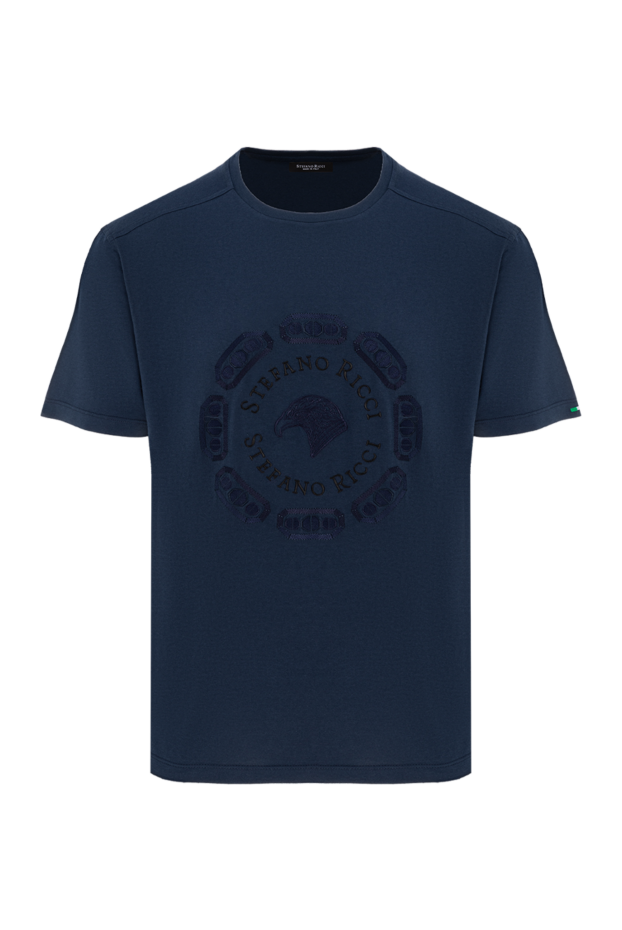 Stefano Ricci men's t-shirt blue with logo made of cotton and modal 186132 - photo 1