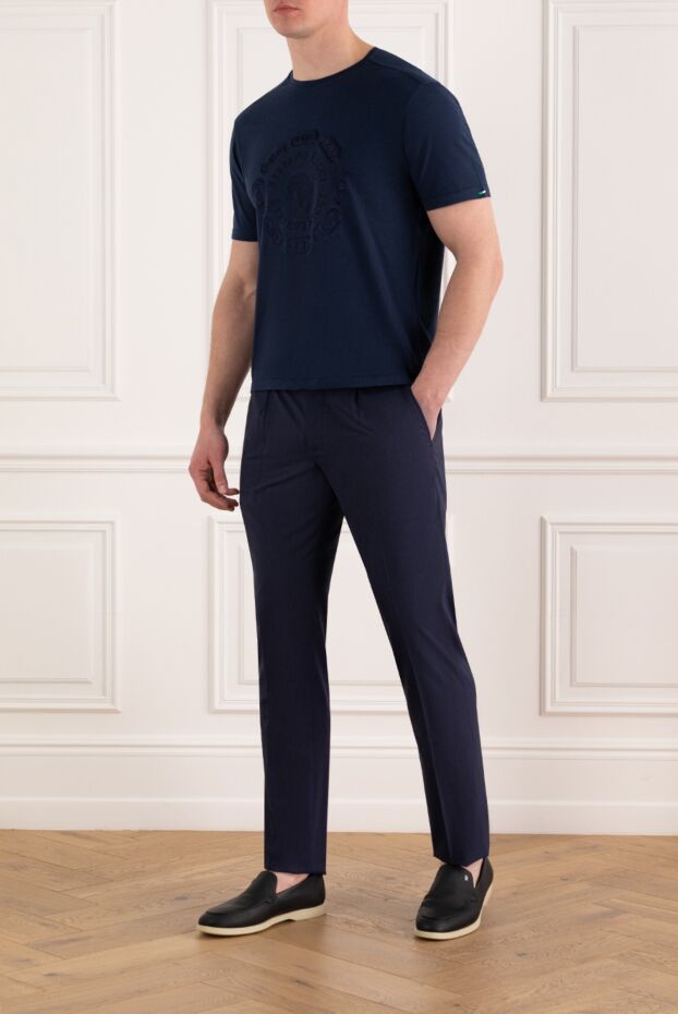 Stefano Ricci men's t-shirt blue with logo made of cotton and modal 186132 - photo 2