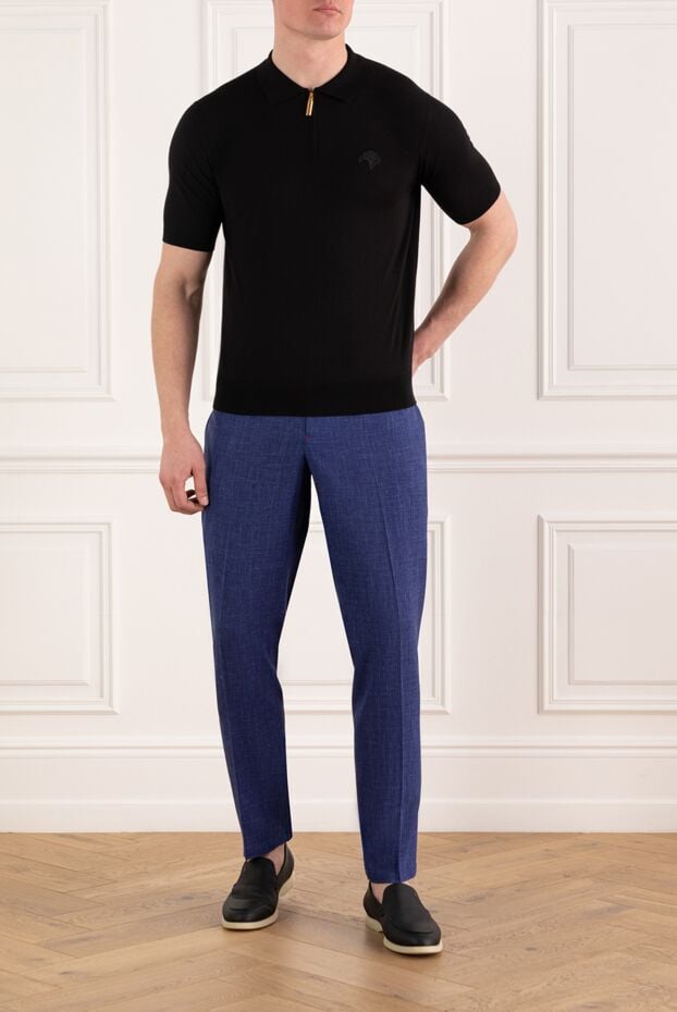 Stefano Ricci black knit polo with a gold zipper and textured eagle embroidery 186134 - photo 2