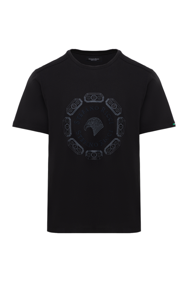 Stefano Ricci black silk t-shirt with ornamental embroidery of an eagle's head 186142 - photo 1