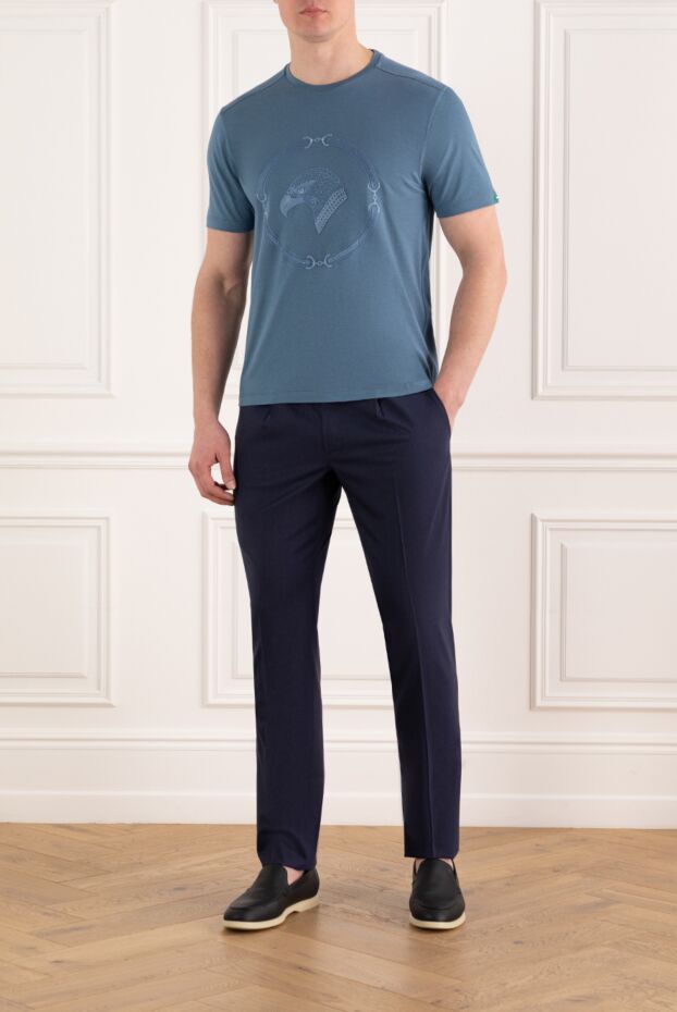 Stefano Ricci blue men's cotton modal logo t-shirt 186147 - photo 2