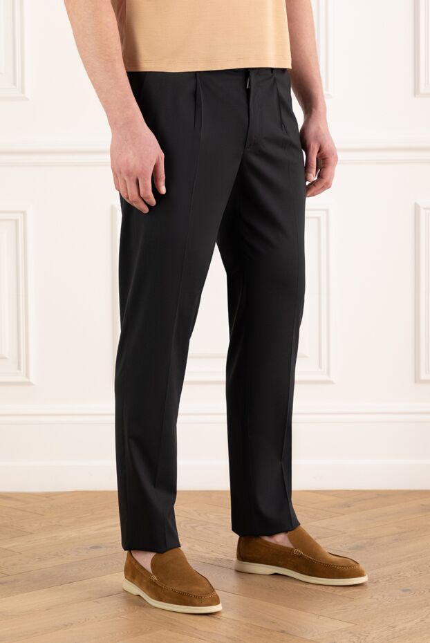 Stefano Ricci men's black woolen trousers with drawstrings 186158 - photo 3