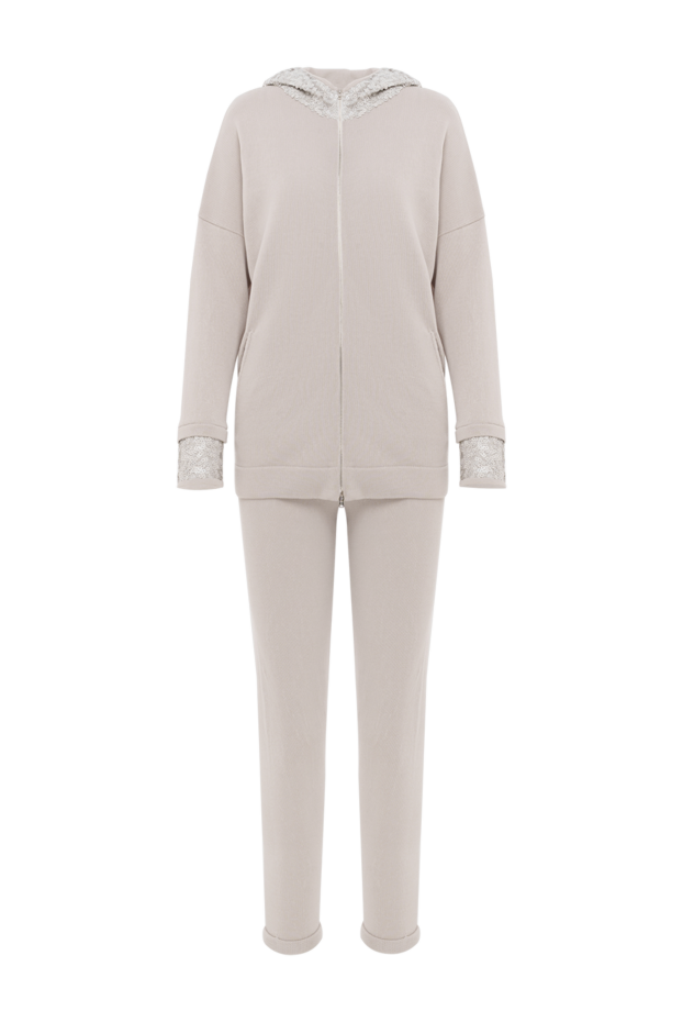 Panicale beige women's walking suit made of viscose with a hood 186178 - photo 1