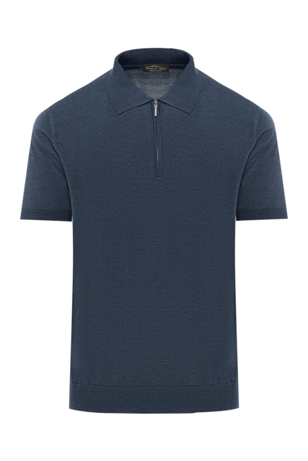 Cesare di Napoli a deep blue silk polo shirt with a zip fastening at the chest 186186 - photo 1