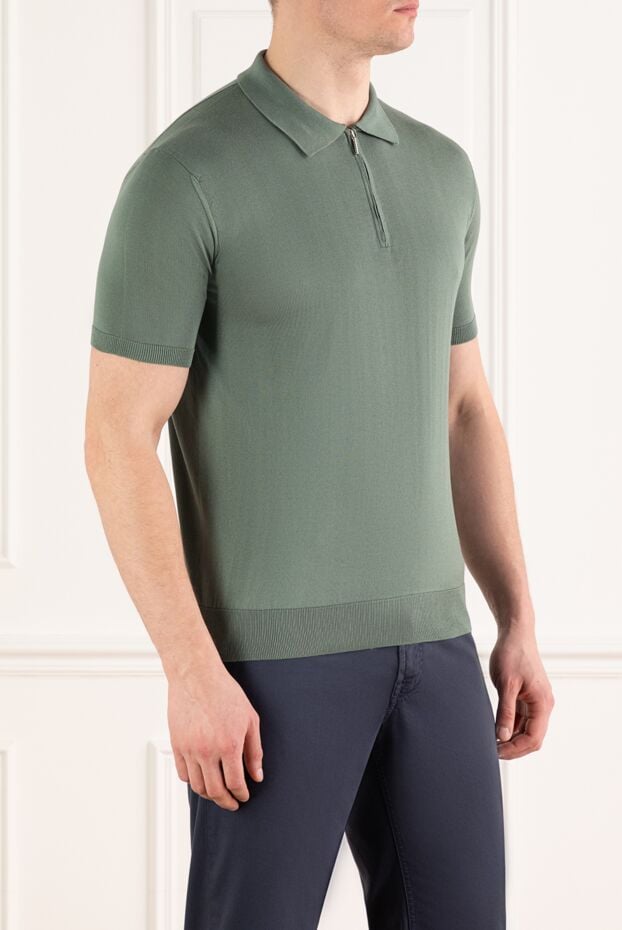 Cesare di Napoli men's green silk polo with zipper 186191 - photo 3