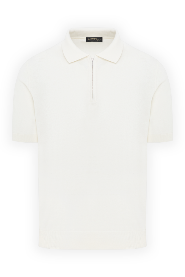 Cesare di Napoli minimalist polo shirt with a collar and short sleeves in cotton and silk with a zip 186204 - photo 1