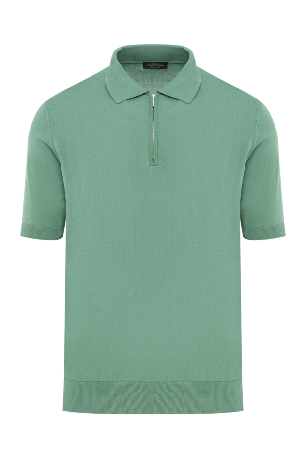Cesare di Napoli green men's cotton and silk zip-up polo 186209 - photo 1