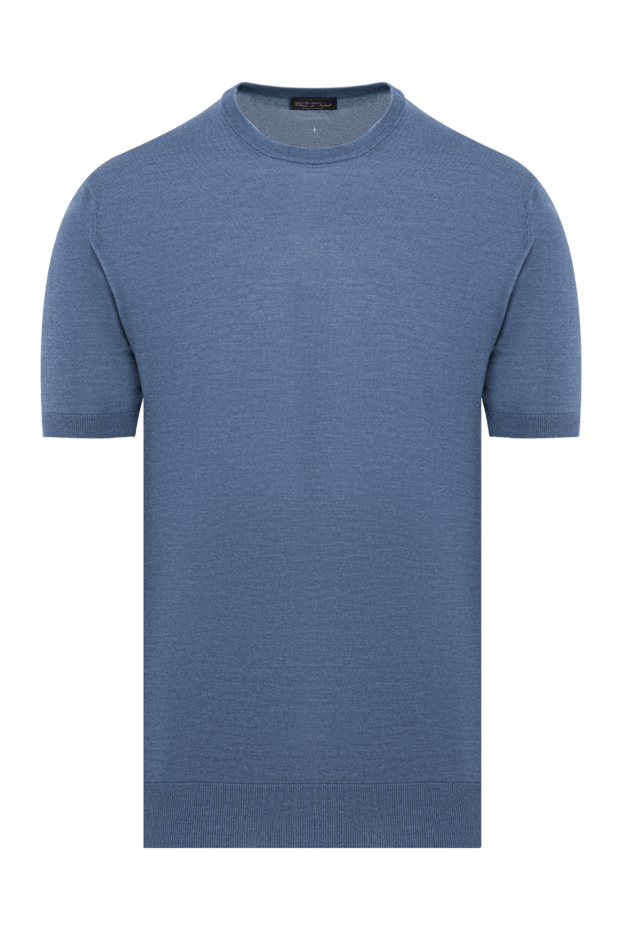 Cesare di Napoli silk jumper with short sleeves blue men's 186220 - photo 1