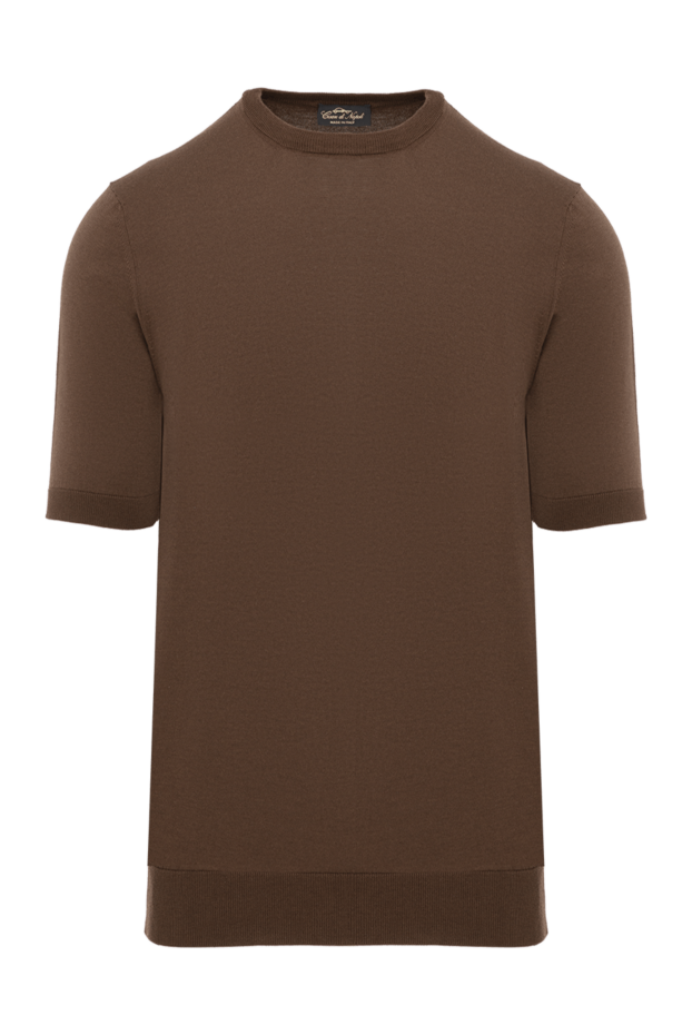 Cesare di Napoli silk jumper with short sleeves brown men's 186222 - photo 1