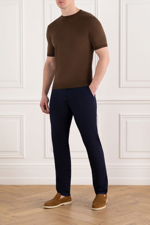 Cesare di Napoli silk jumper with short sleeves brown men's 186222 - photo 2