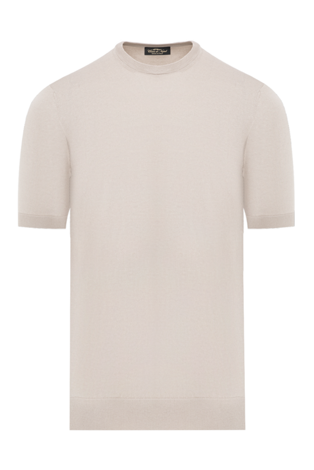 Cesare di Napoli beige jumper with short sleeves for men made of cotton and silk 186226 - photo 1
