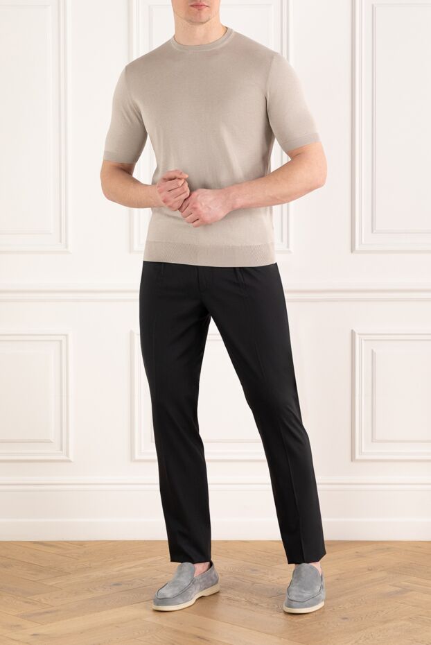 Cesare di Napoli beige jumper with short sleeves for men made of cotton and silk 186226 - photo 2
