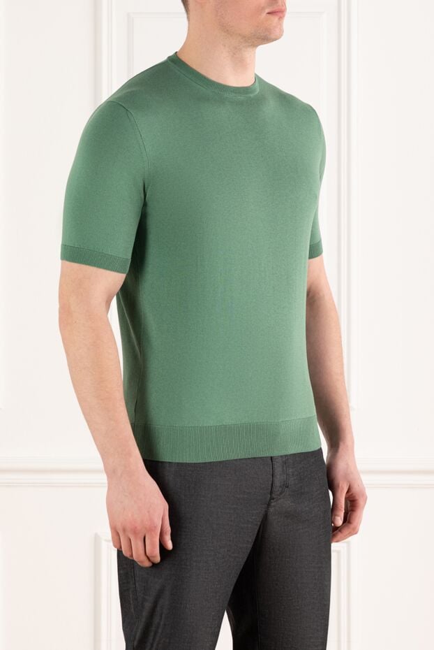 Cesare di Napoli green jumper with short sleeves for men made of cotton and silk 186230 - photo 3