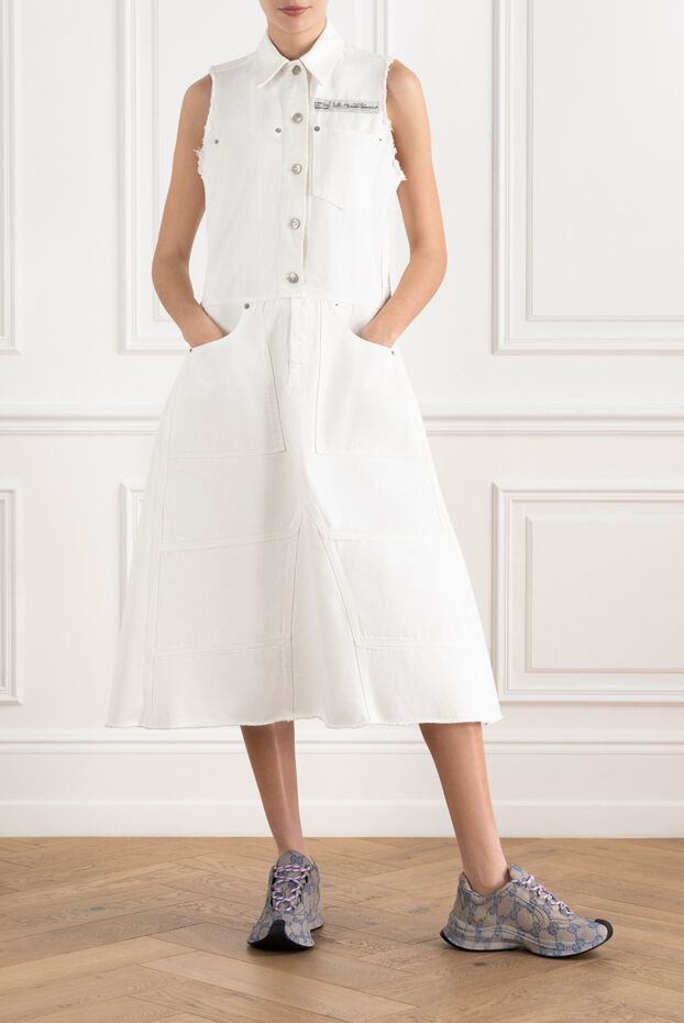Maison Margiela white cotton off-shoulder dress 186273 - photo 2