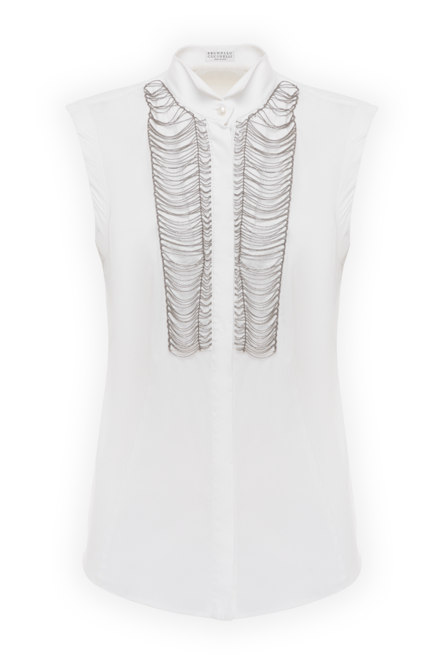 Brunello Cucinelli women's sleeveless blouse with monil chain made of cotton 186277 - photo 1