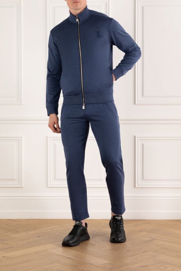 Billionaire blue men's silk and cotton tracksuit 186279 - photo 2