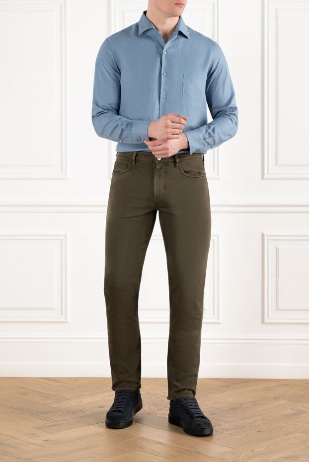 Loro Piana a deep blue linen shirt with a pocket 186341 - photo 3
