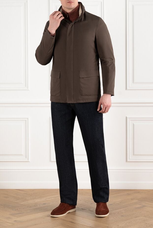 Loro Piana коричнева куртка чоловіча з коміром стійкою 186358 - фото 2